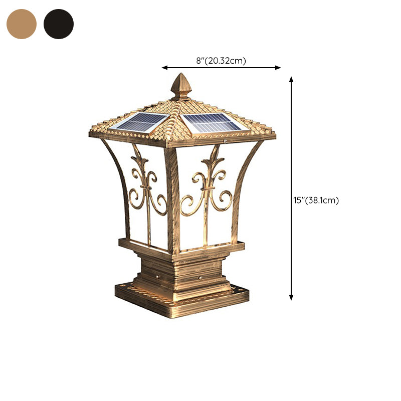 Drum Shape Metal Outdoor Lamp Modern Style 1 Light Solar Pillar Lights