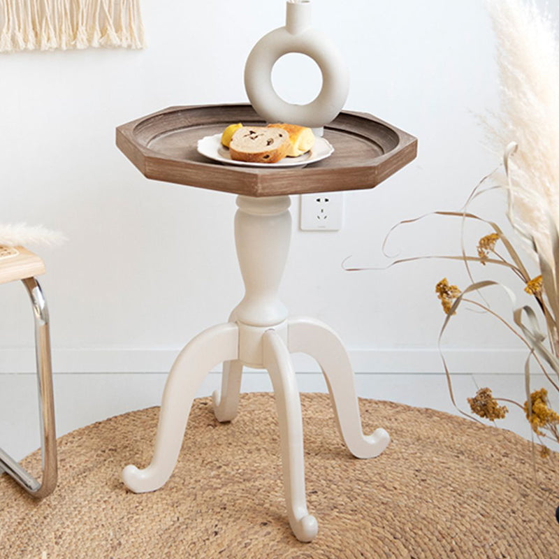 Contemporary Solid Wood Round Metal Pedestal Single Coffee Table