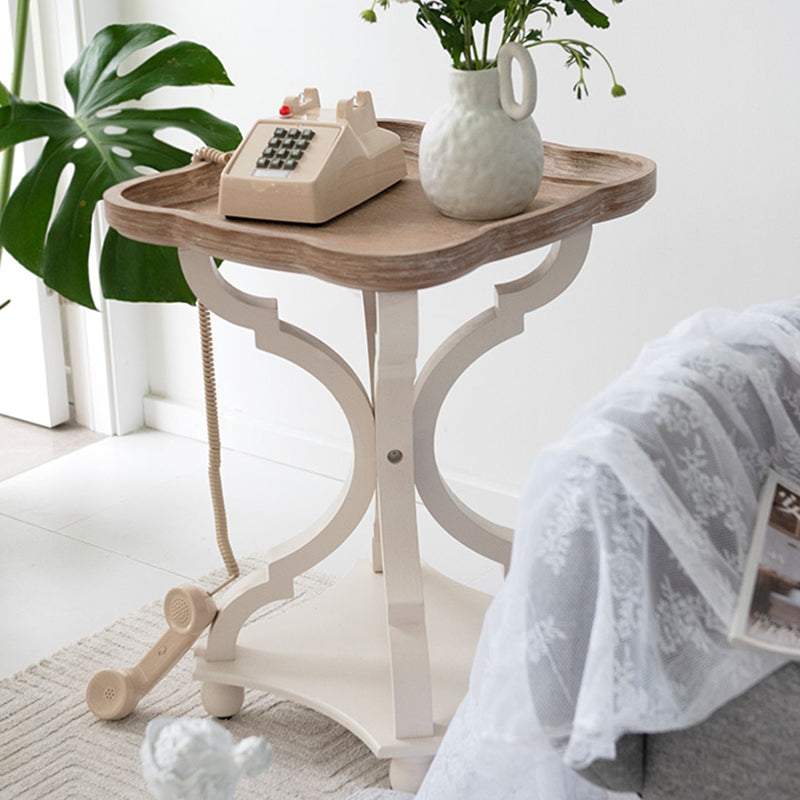 Contemporary Solid Wood Round Metal Pedestal Single Coffee Table