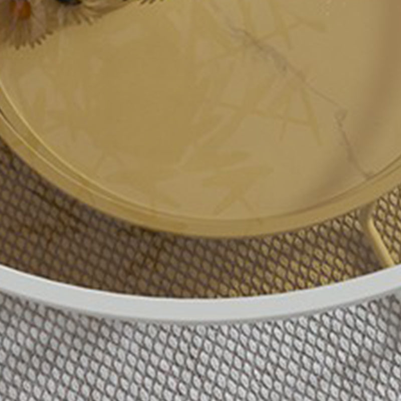 Contemporary Glass Top Coffee Table Round Metal Frame Cocktail Table