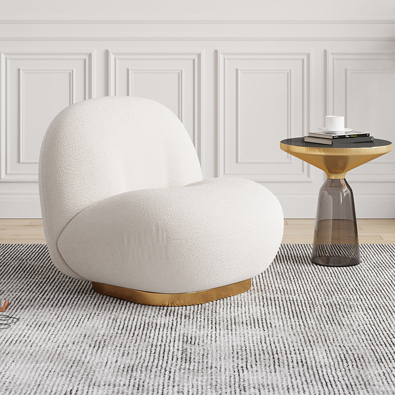 Solid Wood Chair Round Base Style Lounge Accent Chair for Living Room