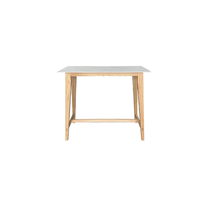 Rectangle Stone Top Bistro Table Modern Pub Table with Solid Wood Frame