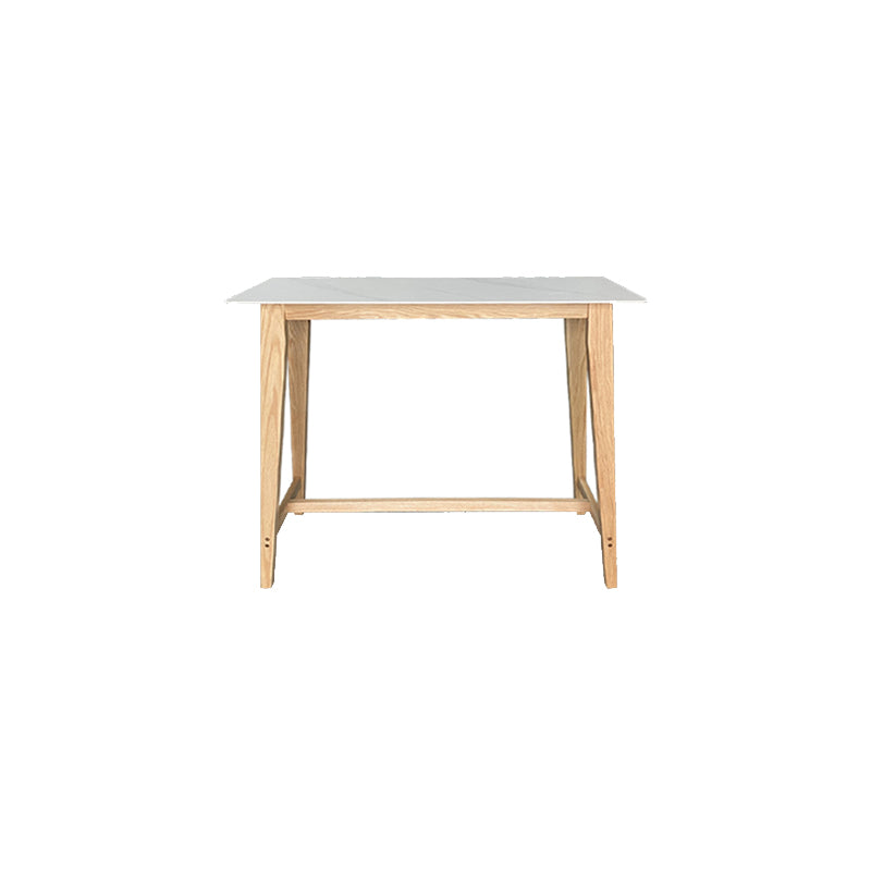 Rectangle Stone Top Bistro Table Modern Pub Table with Solid Wood Frame