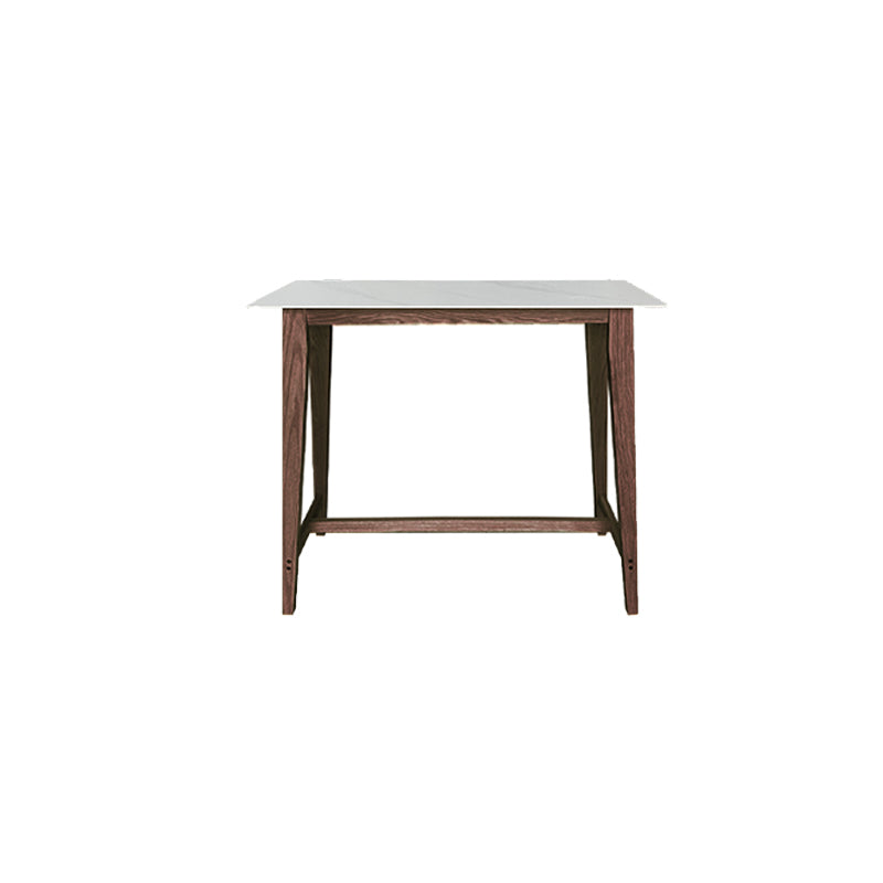 Rectangle Stone Top Bistro Table Modern Pub Table with Solid Wood Frame