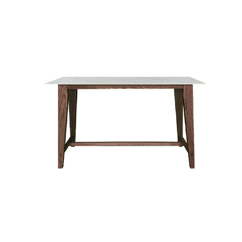 Rectangle Stone Top Bistro Table Modern Pub Table with Solid Wood Frame