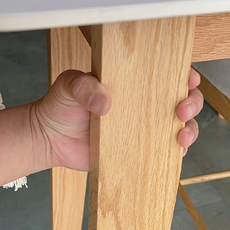 Rectangle Stone Top Bistro Table Modern Pub Table with Solid Wood Frame