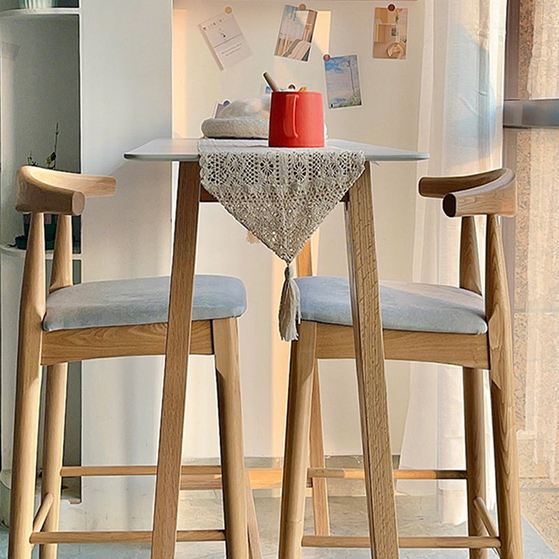 Rectangle Stone Top Bistro Table Modern Pub Table with Solid Wood Frame