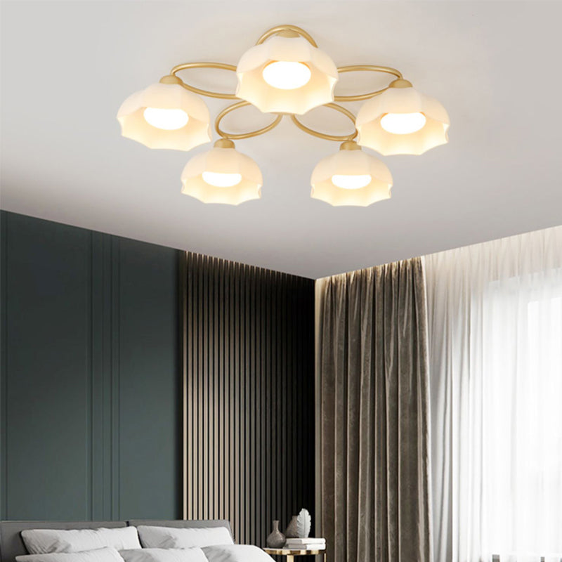 Nordic Style Ceiling Light Dome Shape Ceiling Lamp with Glass Shade for Living Room