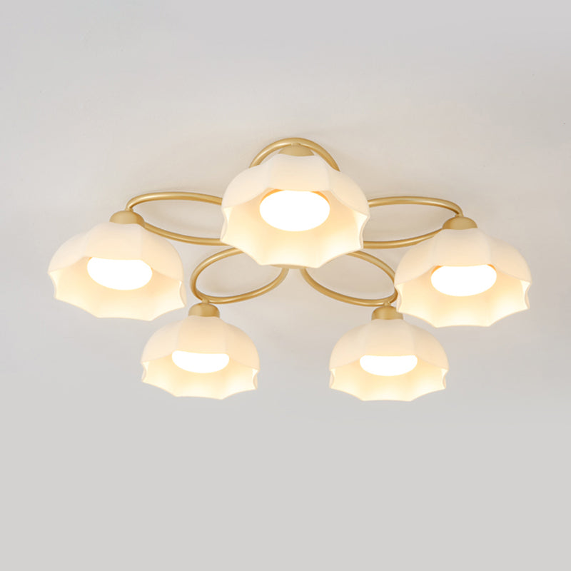 Nordic Style Ceiling Light Dome Shape Ceiling Lamp with Glass Shade for Living Room
