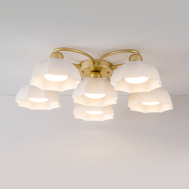 Nordic Style Ceiling Light Dome Shape Ceiling Lamp with Glass Shade for Living Room