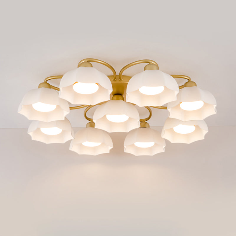 Nordic Style Ceiling Light Dome Shape Ceiling Lamp with Glass Shade for Living Room