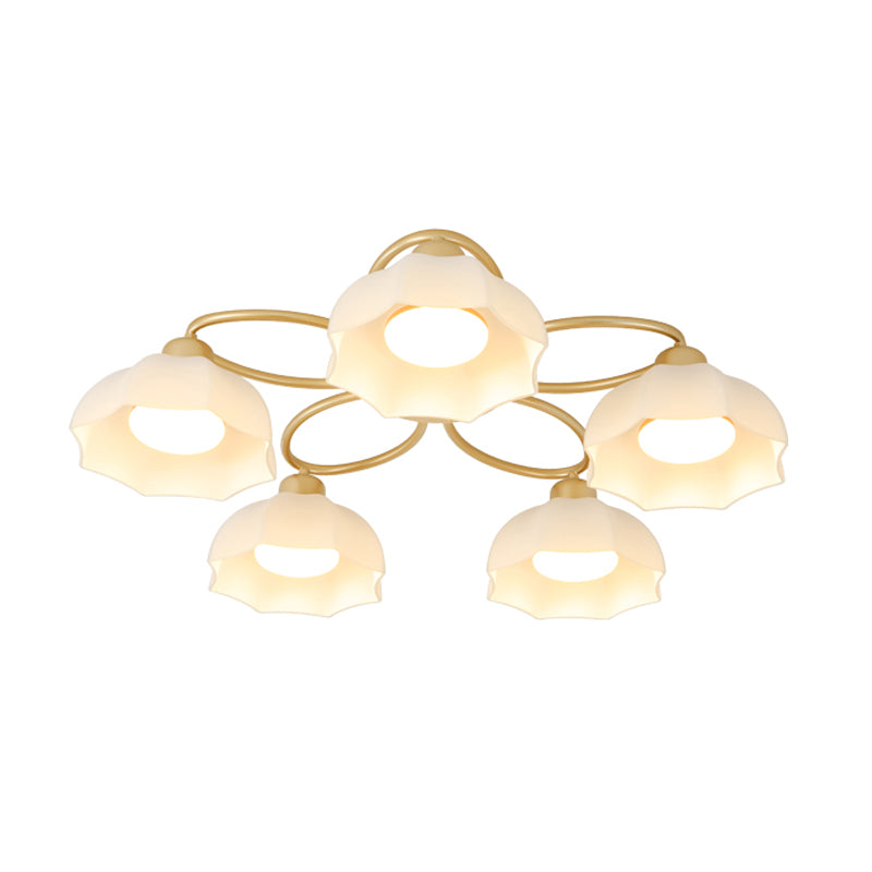 Nordic Style Ceiling Light Dome Shape Ceiling Lamp with Glass Shade for Living Room