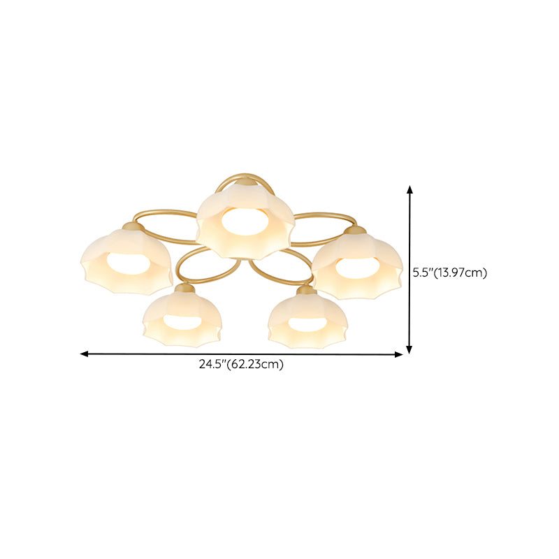 Nordic Style Ceiling Light Dome Shape Ceiling Lamp with Glass Shade for Living Room
