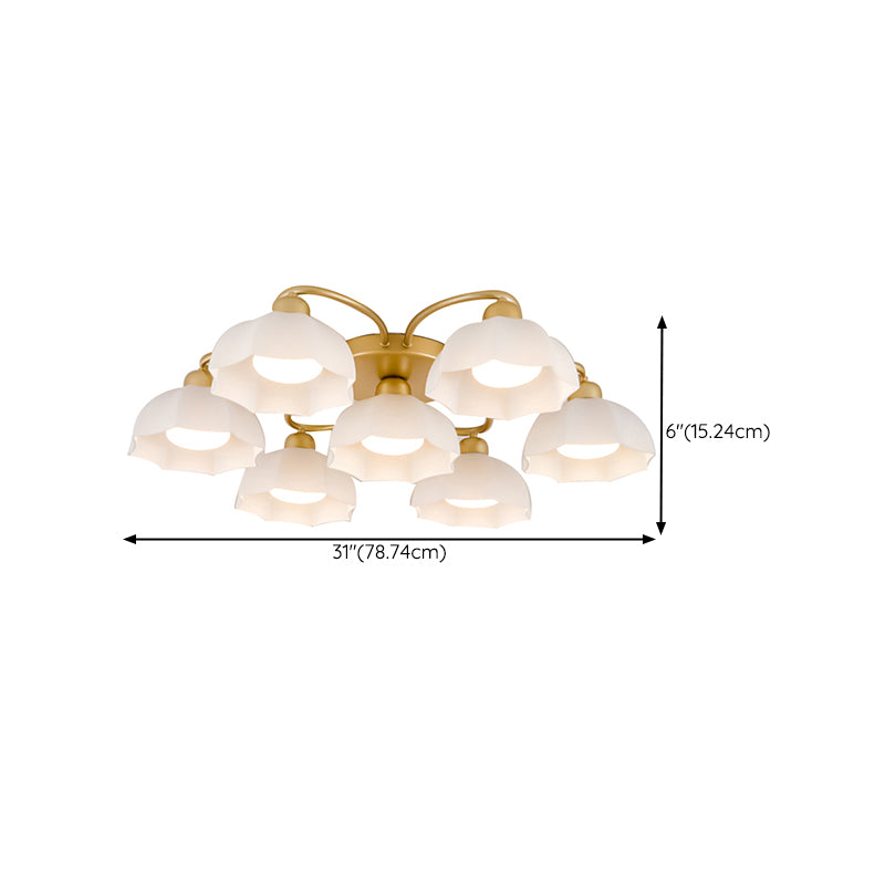 Nordic Style Ceiling Light Dome Shape Ceiling Lamp with Glass Shade for Living Room