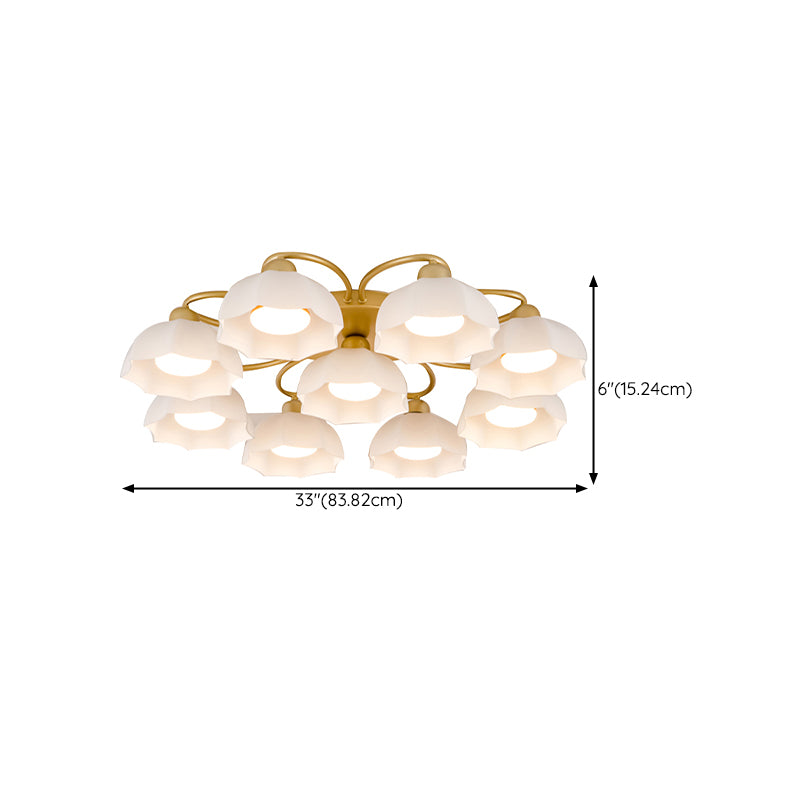 Nordic Style Ceiling Light Dome Shape Ceiling Lamp with Glass Shade for Living Room