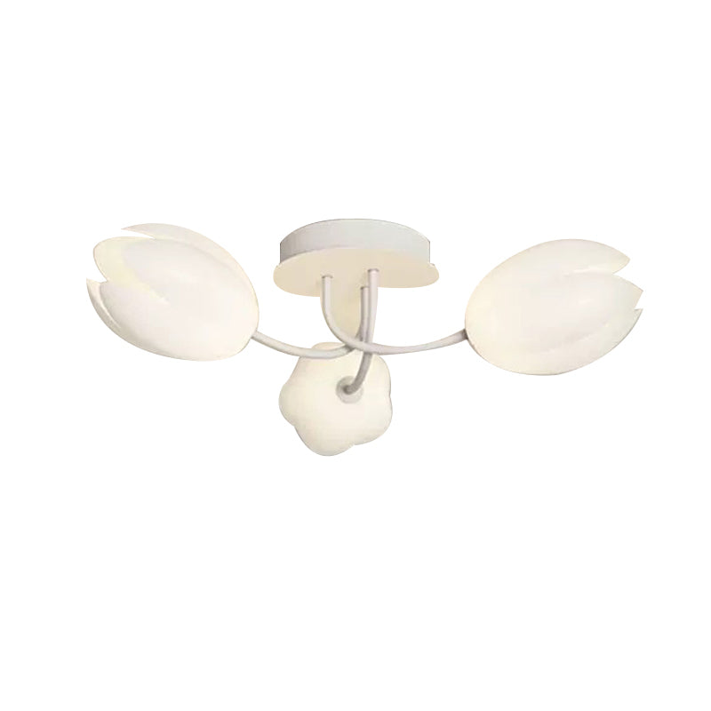Contemporary Semi Flush Light White Ceiling Lamp for Living Room