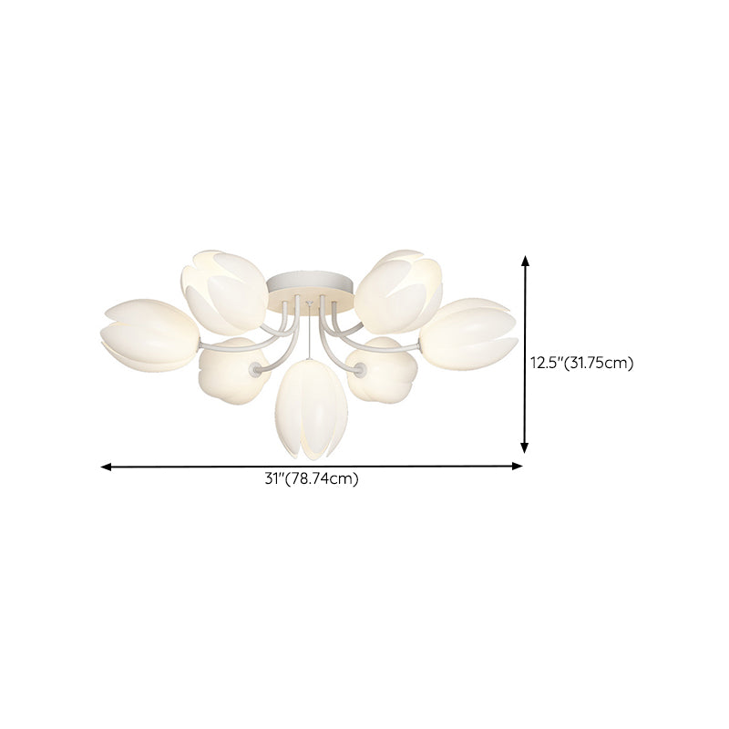 Contemporary Semi Flush Light White Ceiling Lamp for Living Room