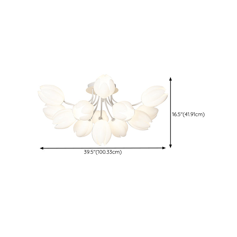 Contemporary Semi Flush Light White Ceiling Lamp for Living Room