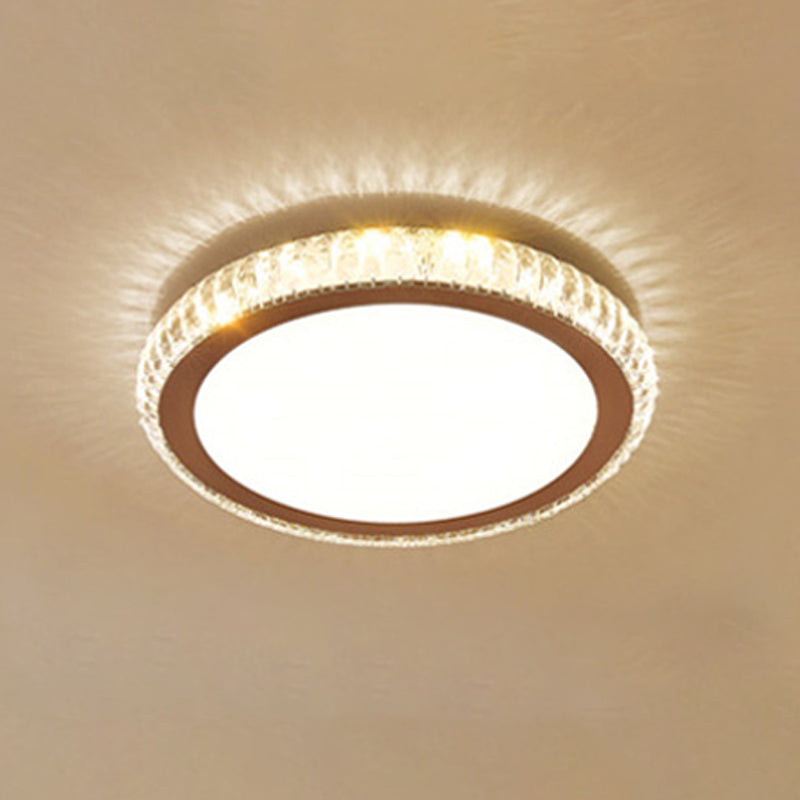 Circular Flush Mount Lighting Modern Crystal 1 Light Flush Light Fixture