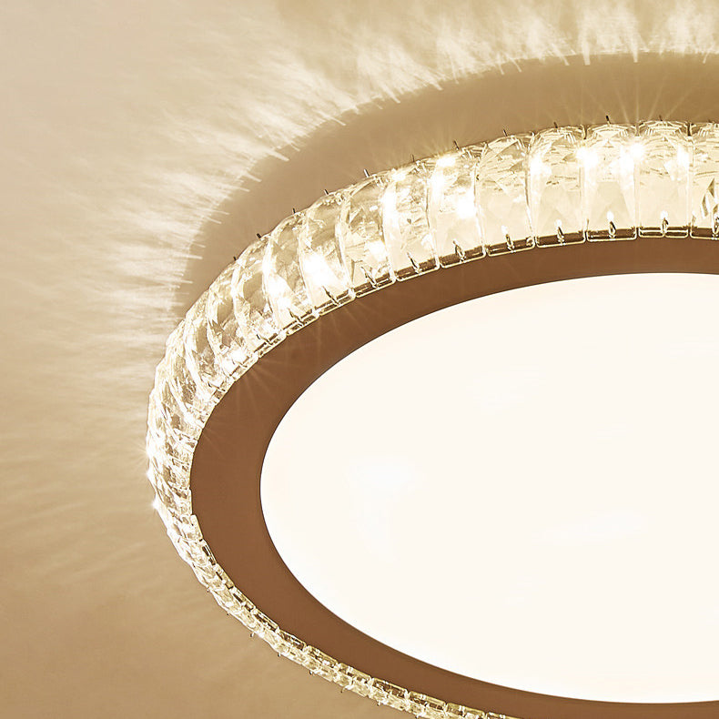 Circular Flush Mount Lighting Modern Crystal 1 Light Flush Light Fixture