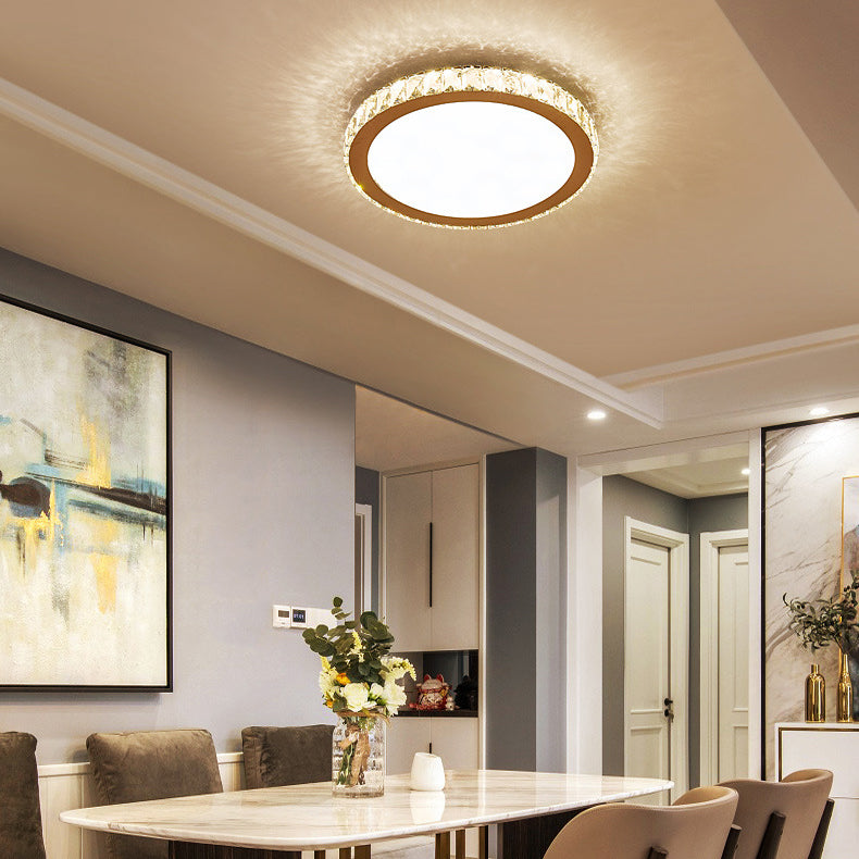 Circular Flush Mount Lighting Modern Crystal 1 Light Flush Light Fixture