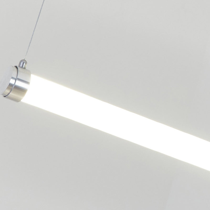Silver Modern Metal Ceiling Light Tube Shape Island Light with Acrylic Shade for Bedroom