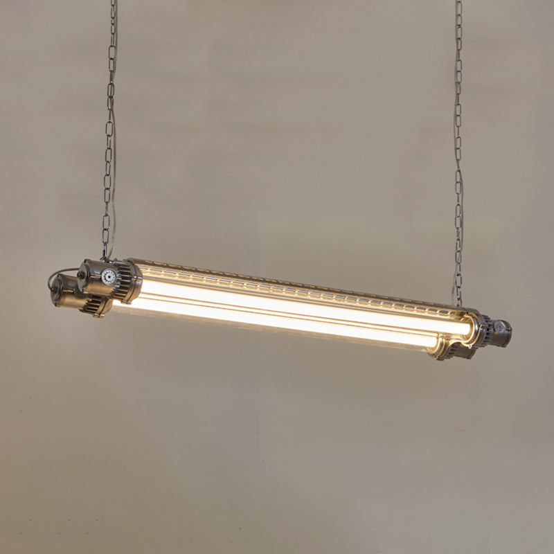 Modern Metal Ceiling Light Tube Shape Island Light with Acrylic Shade for Living Room