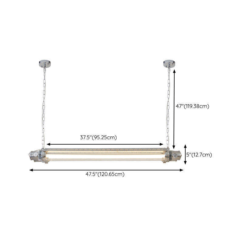 Modern Metal Ceiling Light Tube Shape Island Light with Acrylic Shade for Living Room
