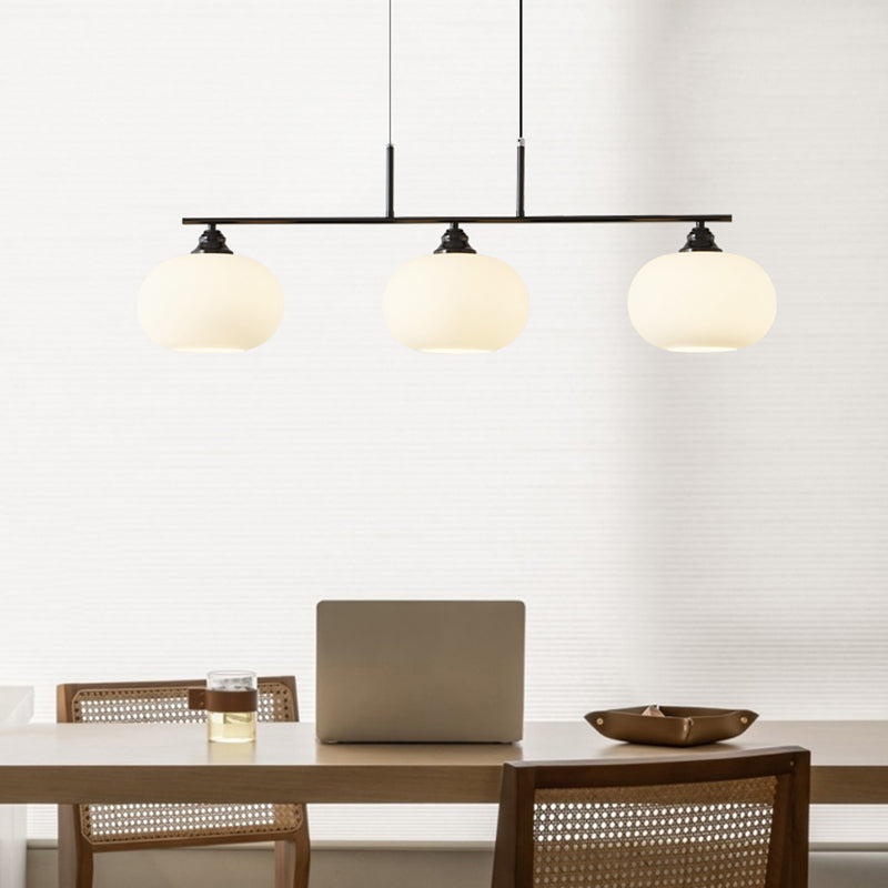 Modern Metal Pendant Light Persimmon Shape Island Light with Glass Shade for Living Room