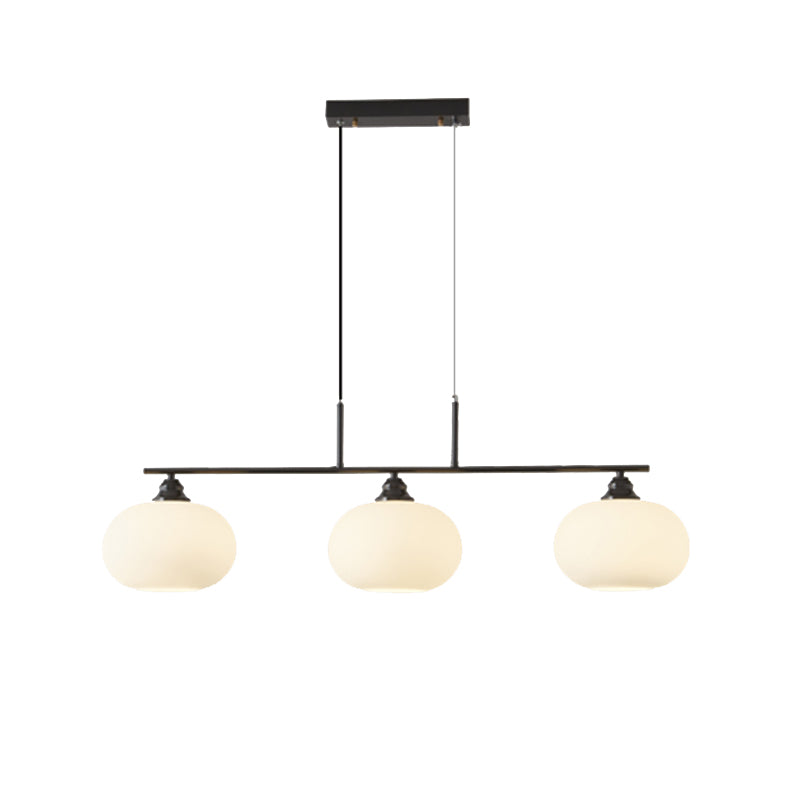 Modern Metal Pendant Light Persimmon Shape Island Light with Glass Shade for Living Room