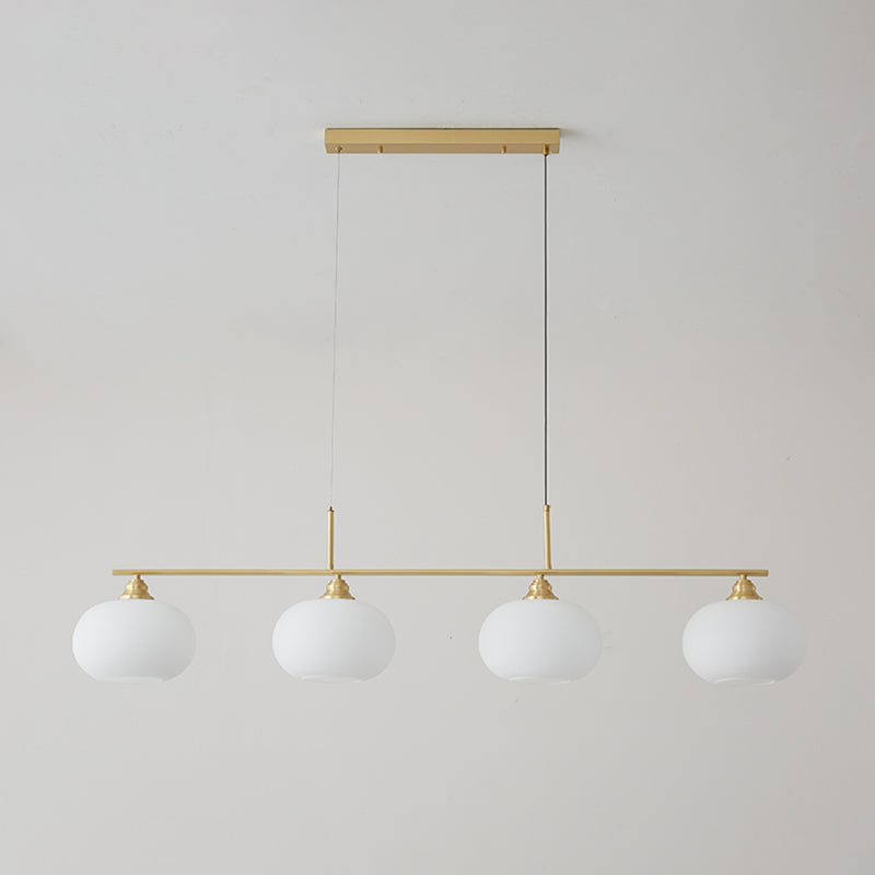 Modern Metal Pendant Light Persimmon Shape Island Light with Glass Shade for Living Room