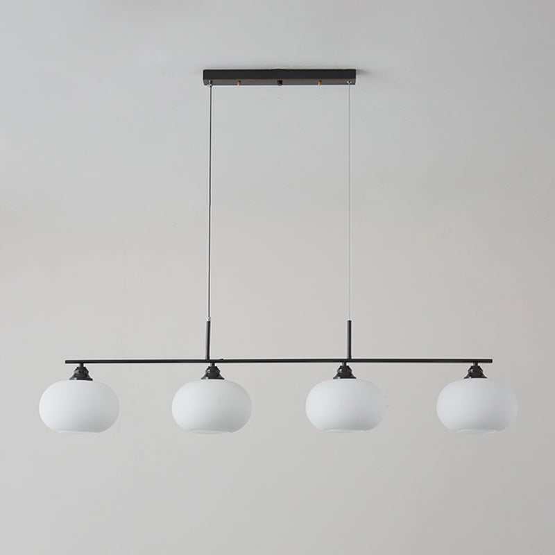 Modern Metal Pendant Light Persimmon Shape Island Light with Glass Shade for Living Room