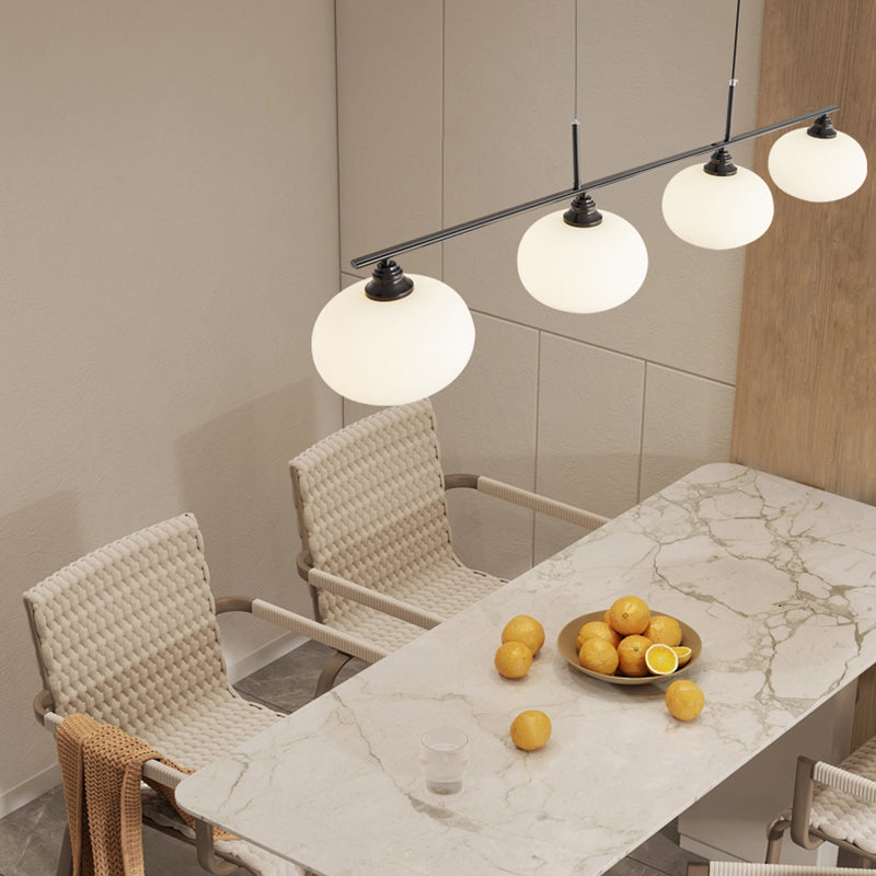 Modern Metal Pendant Light Persimmon Shape Island Light with Glass Shade for Living Room