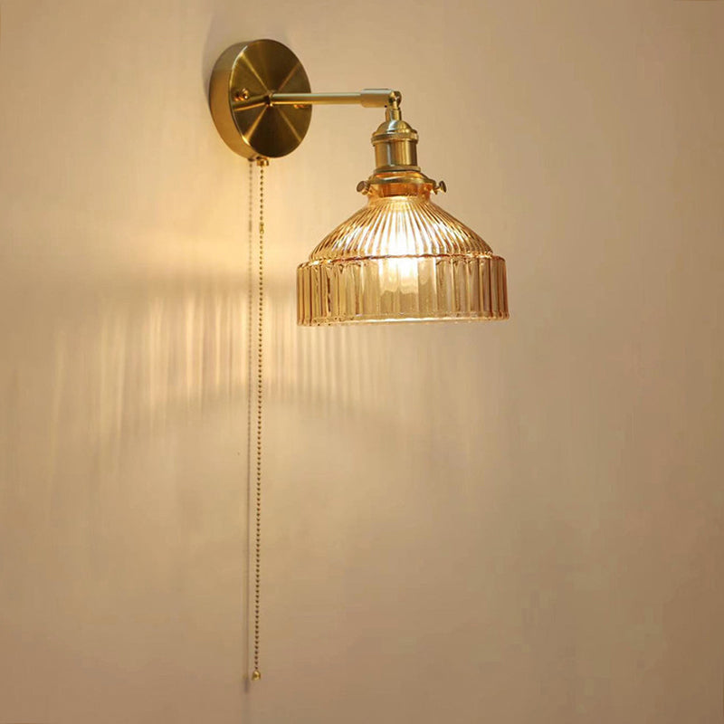 Metal Modern Wall Sconce Geometric Shape Vanity Lamp with Glass Shade for Bathroom