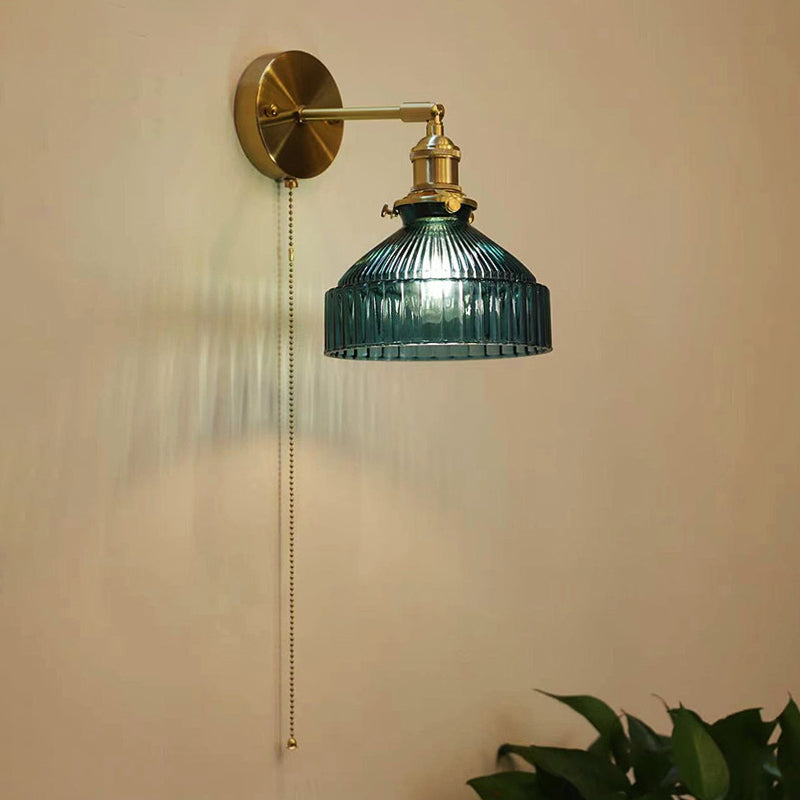 Metal Modern Wall Sconce Geometric Shape Vanity Lamp with Glass Shade for Bathroom