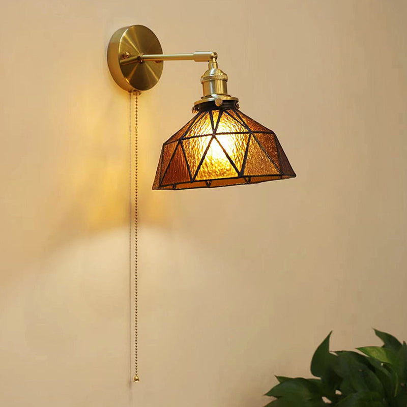 Metal Modern Wall Sconce Geometric Shape Vanity Lamp with Glass Shade for Bathroom