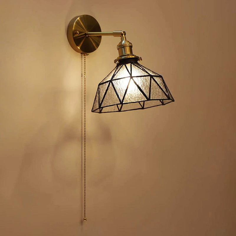 Metal Modern Wall Sconce Geometric Shape Vanity Lamp with Glass Shade for Bathroom