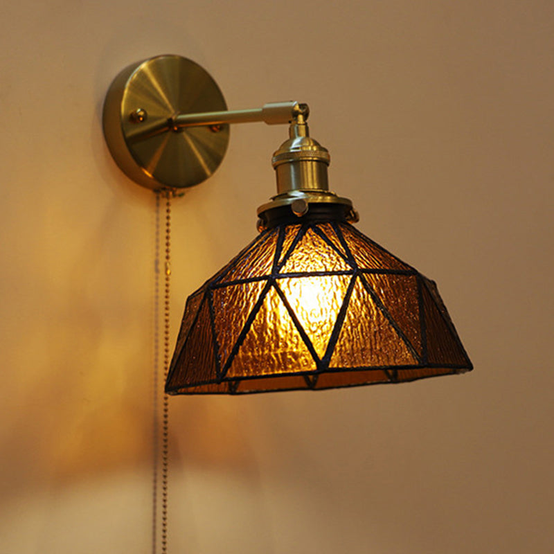 Metal Modern Wall Sconce Geometric Shape Vanity Lamp with Glass Shade for Bathroom