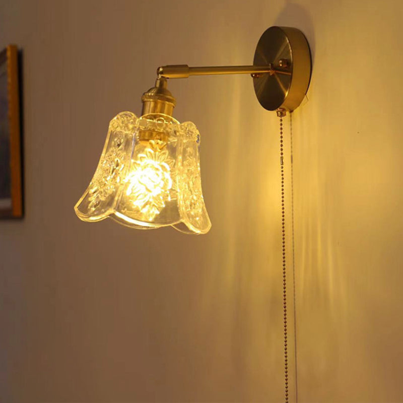 Modern Metal Wall Sconce Bell Shape Vanity Lamp with Glass Shade for Bathroom