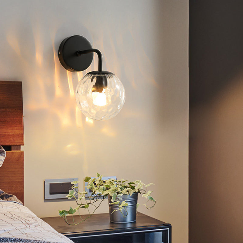 Modern Metal Wall Sconce Ball Shape Vanity Lamp with Glass Shade for Bathroom