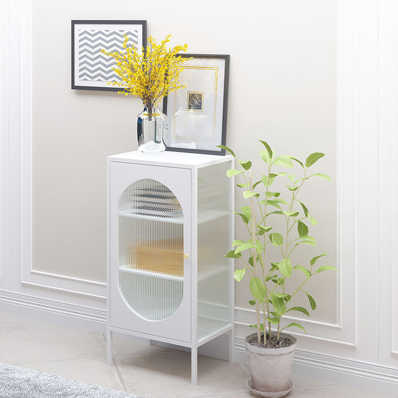 Modern Metal Curio Cabinet Glass Doors Buffet Cabinet for Dining Room