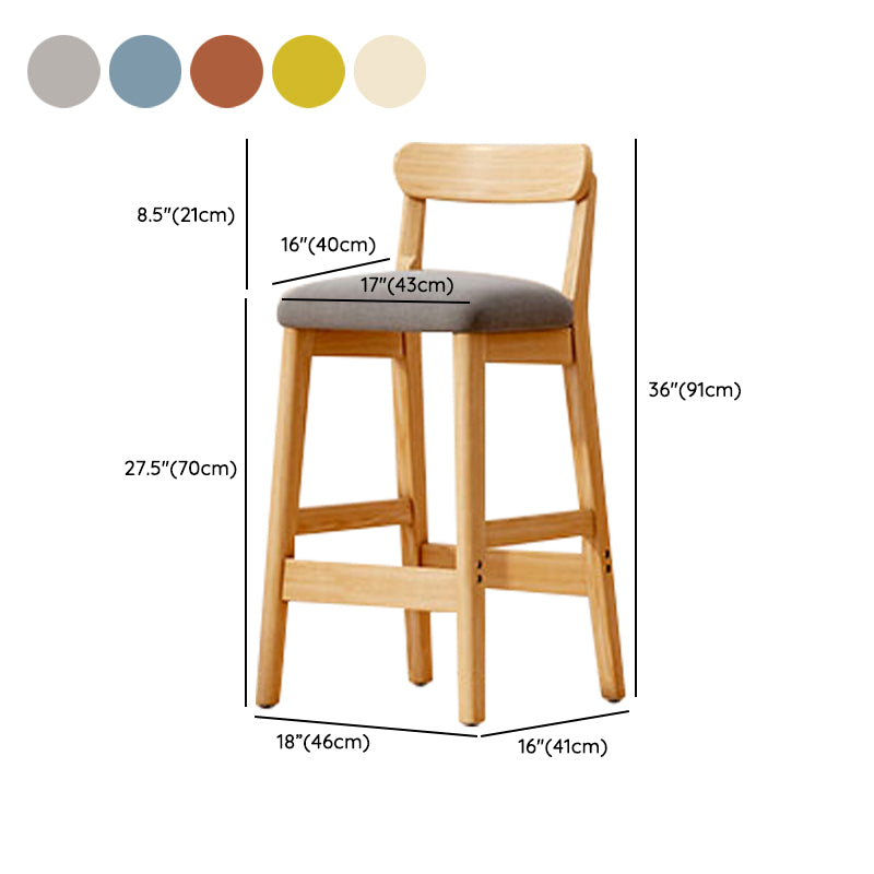 Solid Wood Bar Stool Backrest Upholstered Bar Stools for Dining Room