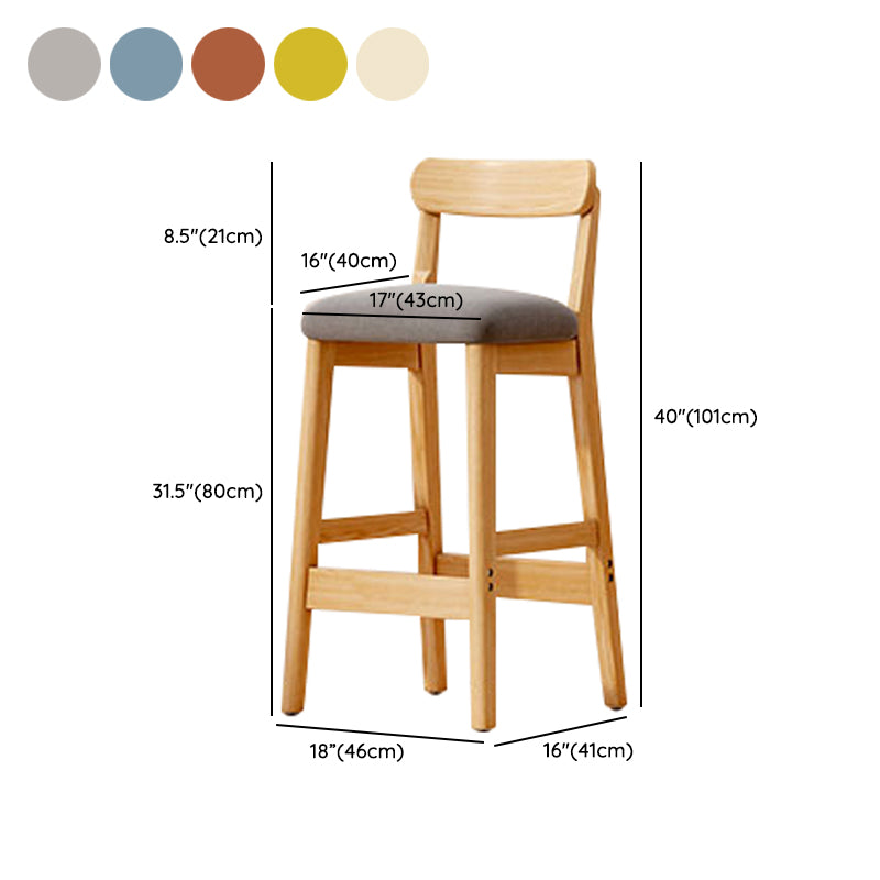 Solid Wood Bar Stool Backrest Upholstered Bar Stools for Dining Room