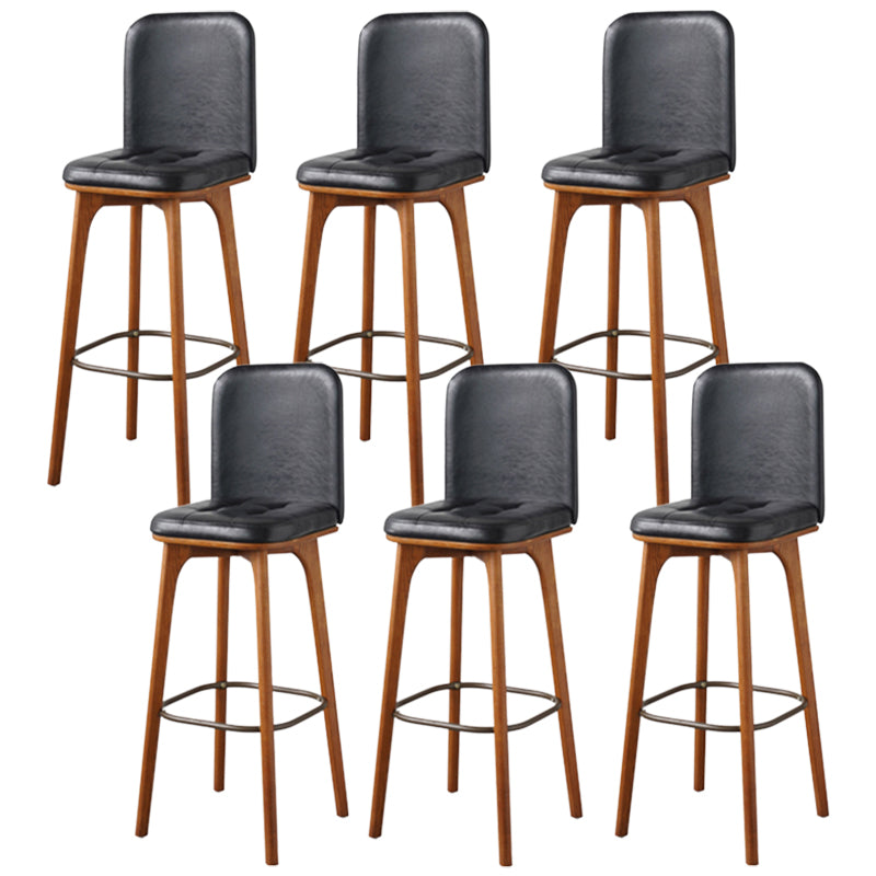 Modern Style Bar Stool Leather Backrest Bar Stools with Wooden Base