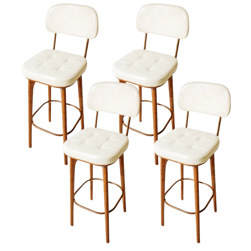 Modern Style Bar Stool Leather Backrest Bar Stools with Wooden Base