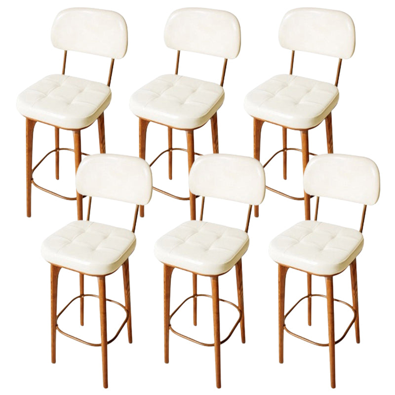 Modern Style Bar Stool Leather Backrest Bar Stools with Wooden Base