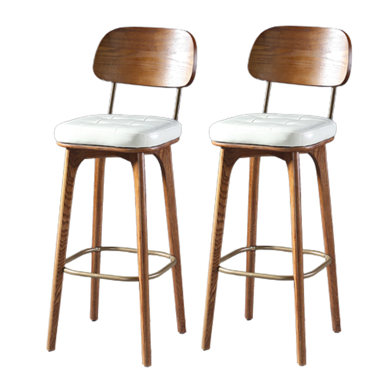 Modern Style Bar Stool Leather Backrest Bar Stools with Wooden Base