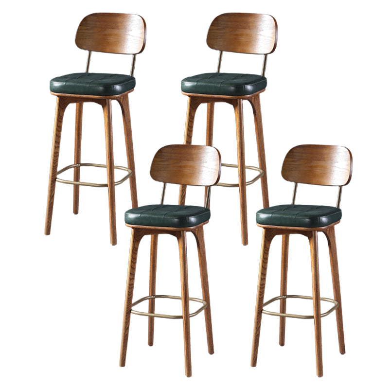 Modern Style Bar Stool Leather Backrest Bar Stools with Wooden Base