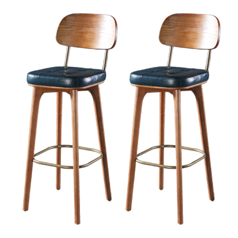 Modern Style Bar Stool Leather Backrest Bar Stools with Wooden Base