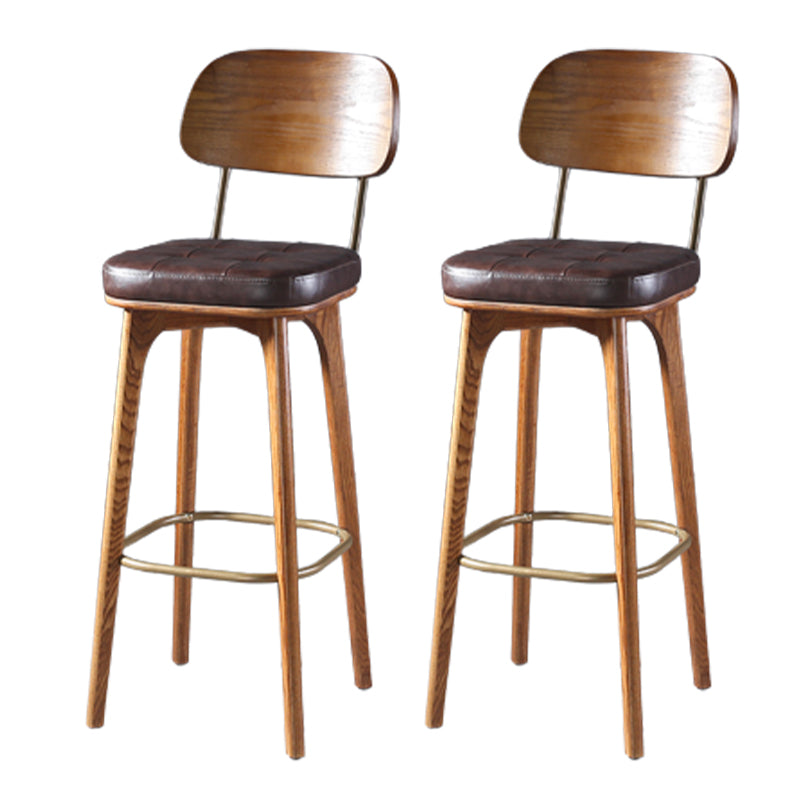 Modern Style Bar Stool Leather Backrest Bar Stools with Wooden Base